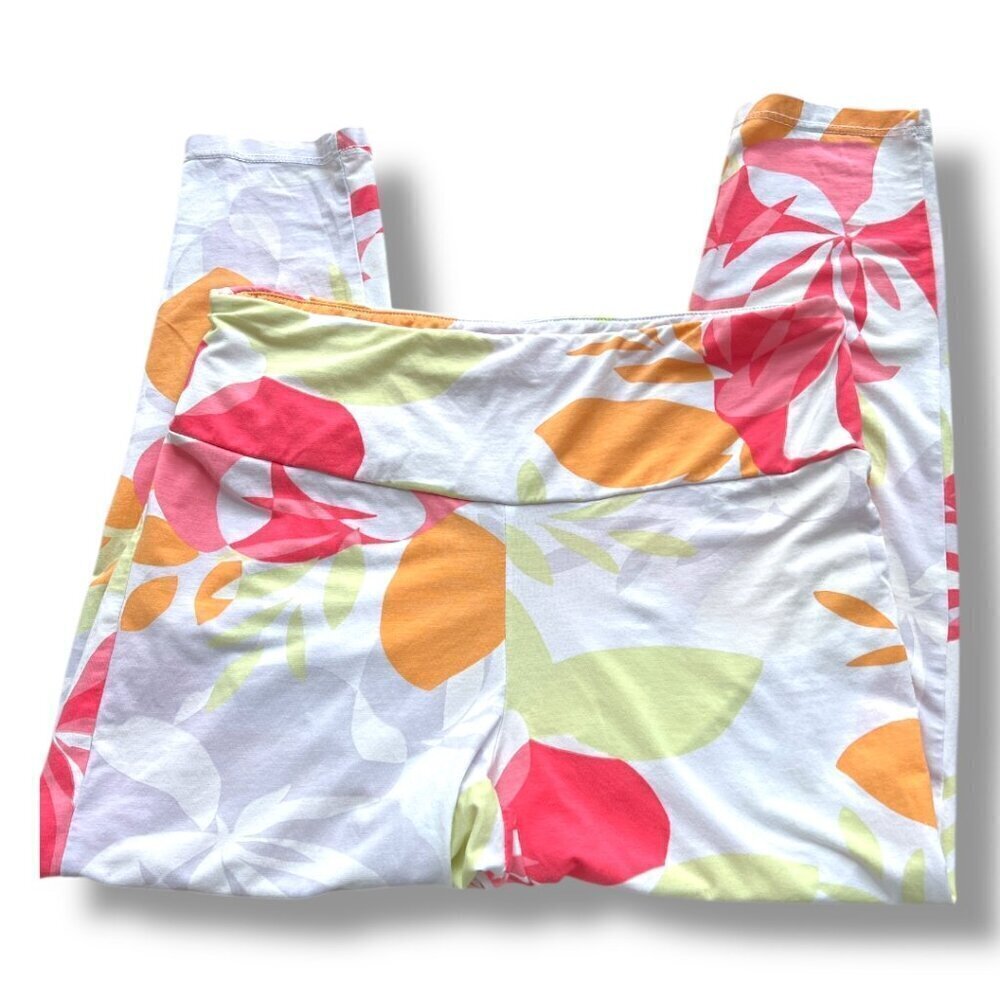 FRESH PRODUCE On Trend White BLOSSOMS Oceanside Capri Cropped Leggings Size S